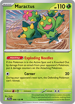 Uncommon Pokémon card Maractus 8/159 from Journey Together expansion