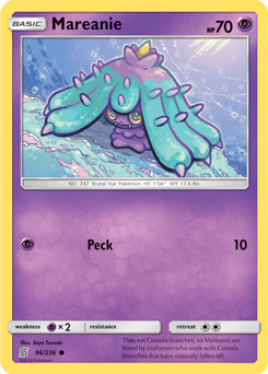 Common Pokémon card Mareanie 96/236 from Unified Minds expansion