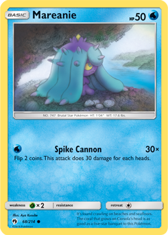 Common Pokémon card Mareanie 68/214 from Lost Thunder expansion