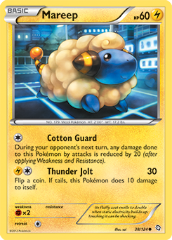 Common Pokémon card Mareep 38/124 from Dragons Exalted expansion