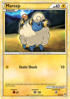Common Pokémon card Mareep 63/95 from Call of Legends expansion