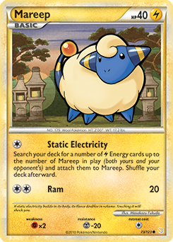 Common Pokémon card Mareep 73/123 from HeartGold SoulSilver expansion