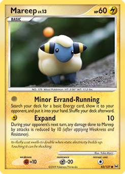 Common Pokémon card Mareep 82/127 from Platinuim expansion