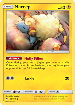 Common Pokémon card Mareep 75/214 from Lost Thunder expansion