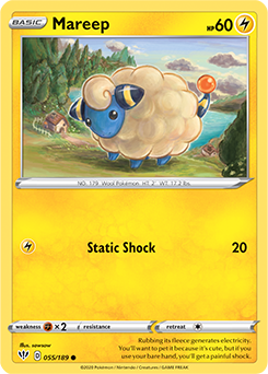 Common Pokémon card Mareep 55/189 from Darkness Ablaze expansion
