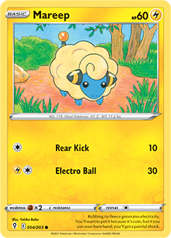 Common Pokémon card Mareep 54/203 from Evolving Skies expansion