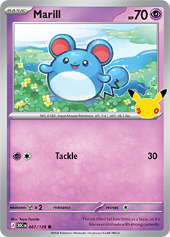 Common Pokémon card Marill 067/128 from 30th Celebration expansion