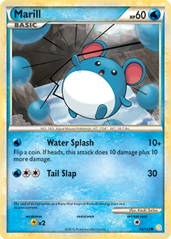 Common Pokémon card Marill 74/123 from HeartGold SoulSilver expansion