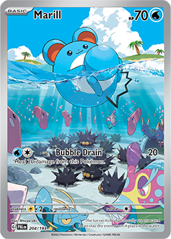 Illustration rare Pokémon card Marill 204/193 from Paldea Evolved expansion