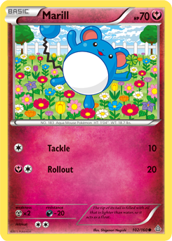 Common Pokémon card Marill 102/160 from Primal Clash expansion