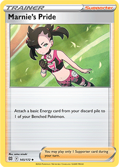 Uncommon Pokémon card Marnie's Pride 145/172 from Brilliant Stars expansion