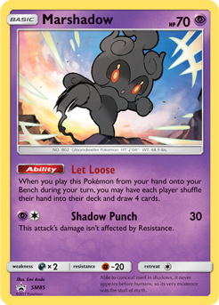 Promo Pokémon card Marshadow SM85 from Sun and Moon Promos expansion