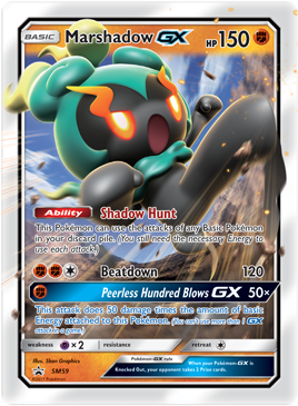 Promo Pokémon card Marshadow GX SM59 from Sun and Moon Promos expansion