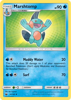 Uncommon Pokémon card Marshtomp 34/168 from Celestial Storm expansion