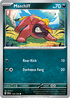 Common Pokémon card Maschiff 135/198 from Scarlet & Violet expansion