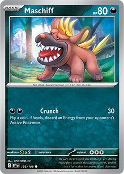 Common Pokémon card Maschiff 136/198 from Scarlet & Violet expansion