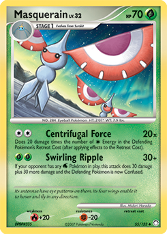 Uncommon Pokémon card Masquerain 55/123 from Mysterious Treasures expansion