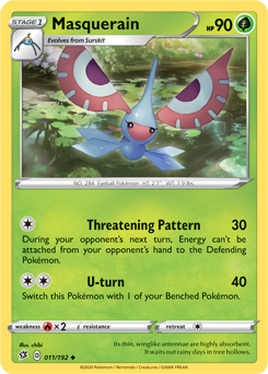 Uncommon Pokémon card Masquerain 11/192 from Rebel Clash expansion