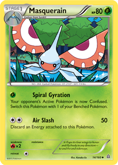 Uncommon Pokémon card Masquerain 14/160 from Primal Clash expansion