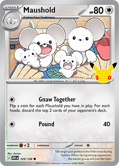 Common Pokémon card Maushold 125/128 from 30th Celebration expansion
