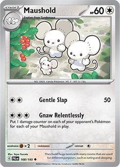 Uncommon Pokémon card Maushold 168/193 from Paldea Evolved expansion