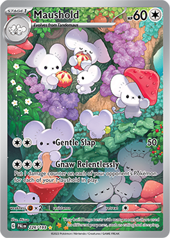 Illustration rare Pokémon card Maushold 226/193 from Paldea Evolved expansion