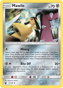 Uncommon Pokémon card Mawile 91/168 from Celestial Storm expansion