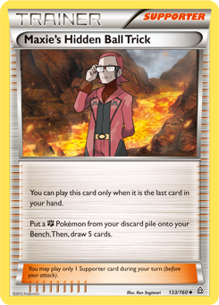 Uncommon Pokémon card Maxie's Hidden Ball Trick 133/160 from Primal Clash expansion