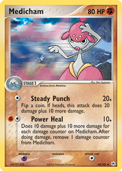 Uncommon Pokémon card Medicham 42/101 from Ex Hidden Legends expansion