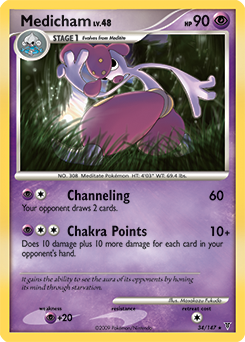 Rare Pokémon card Medicham 34/147 from Supreme Victors expansion