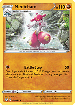 Uncommon Pokémon card Medicham 100/196 from Lost Origin expansion