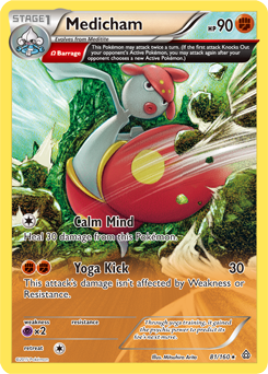 Rare Pokémon card Medicham 81/160 from Primal Clash expansion
