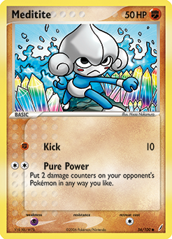 Common Pokémon card Meditite 56/100 from Ex Crystal Guardians expansion