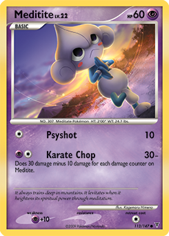 Common Pokémon card Meditite 113/147 from Supreme Victors expansion