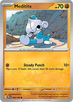 Common Pokémon card Meditite 99/182 from Destined Rivals expansion