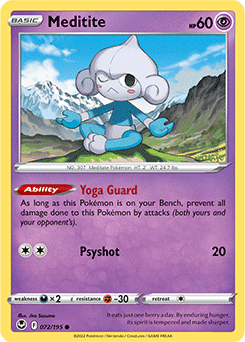 Meditite 072/195 Pokémon card from Silver Tempest for sale at best price