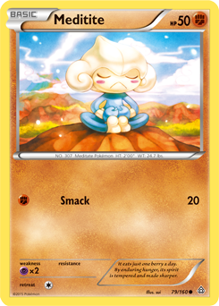 Common Pokémon card Meditite 79/160 from Primal Clash expansion
