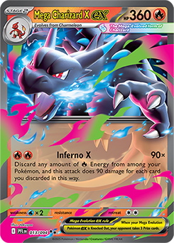 Double rare Pokémon card Mega Charizard X ex 13/94 from Phantasmal Flames expansion