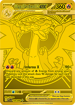Mega hyper rare Pokémon card Mega Charizard X ex 130/94 from Phantasmal Flames expansion