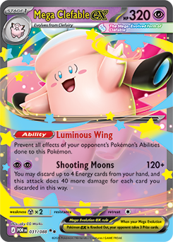 Double rare Pokémon card Mega Clefable ex 31/88 from Perfect Order expansion