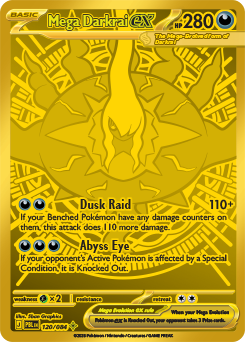 Mega hyper rare Pokémon card Mega Darkrai ex 120/84 from Pitch Black expansion