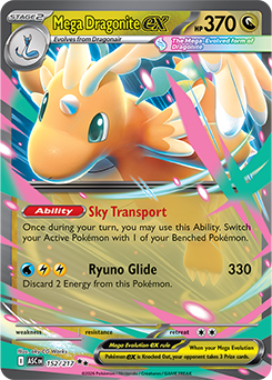 Double rare Pokémon card Mega Dragonite ex 152/217 from Ascended Heroes expansion