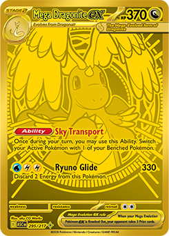 Mega hyper rare Pokémon card Mega Dragonite ex 295/217 from Ascended Heroes expansion