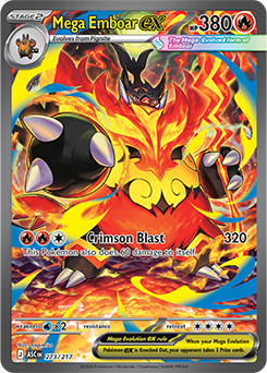 Carte Pokémon Illustration spéciale rare Méga Roitiflam ex 273/217 de la série Héros Transcendants