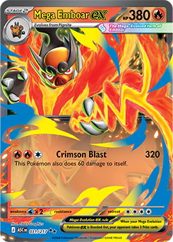 Carte Pokémon Double rare Méga Roitiflam ex 31/217 de la série Héros Transcendants