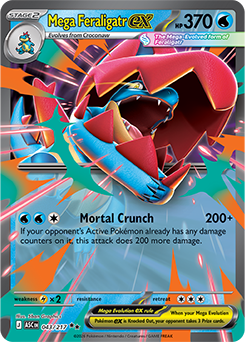 Carte Pokémon Double rare Méga Aligatueur ex 43/217 de la série Héros Transcendants