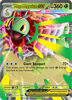 Double rare Pokémon card Mega Meganium ex 10/217 from Ascended Heroes expansion
