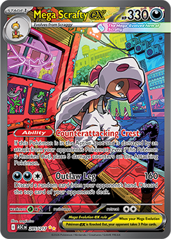 Special illustration rare Pokémon card Mega Scrafty ex 285/217 from Ascended Heroes expansion
