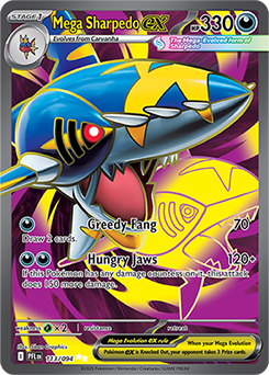 Ultra rare Pokémon card Mega Sharpedo ex 113/94 from Phantasmal Flames expansion
