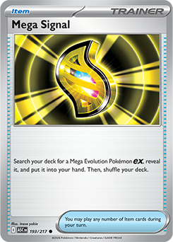 Common Pokémon card Mega Signal 193/217 from Ascended Heroes expansion